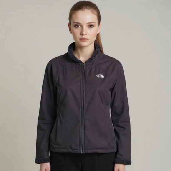 The North Face Women’s Black Faux Fur Lined Full Zip Jacket Size Medium HTF - Picture 1 of 16